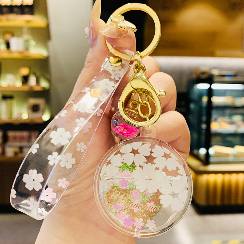 Wholesale Acrylic Oiled Cherry Blossom Drifting Bottle Keychain